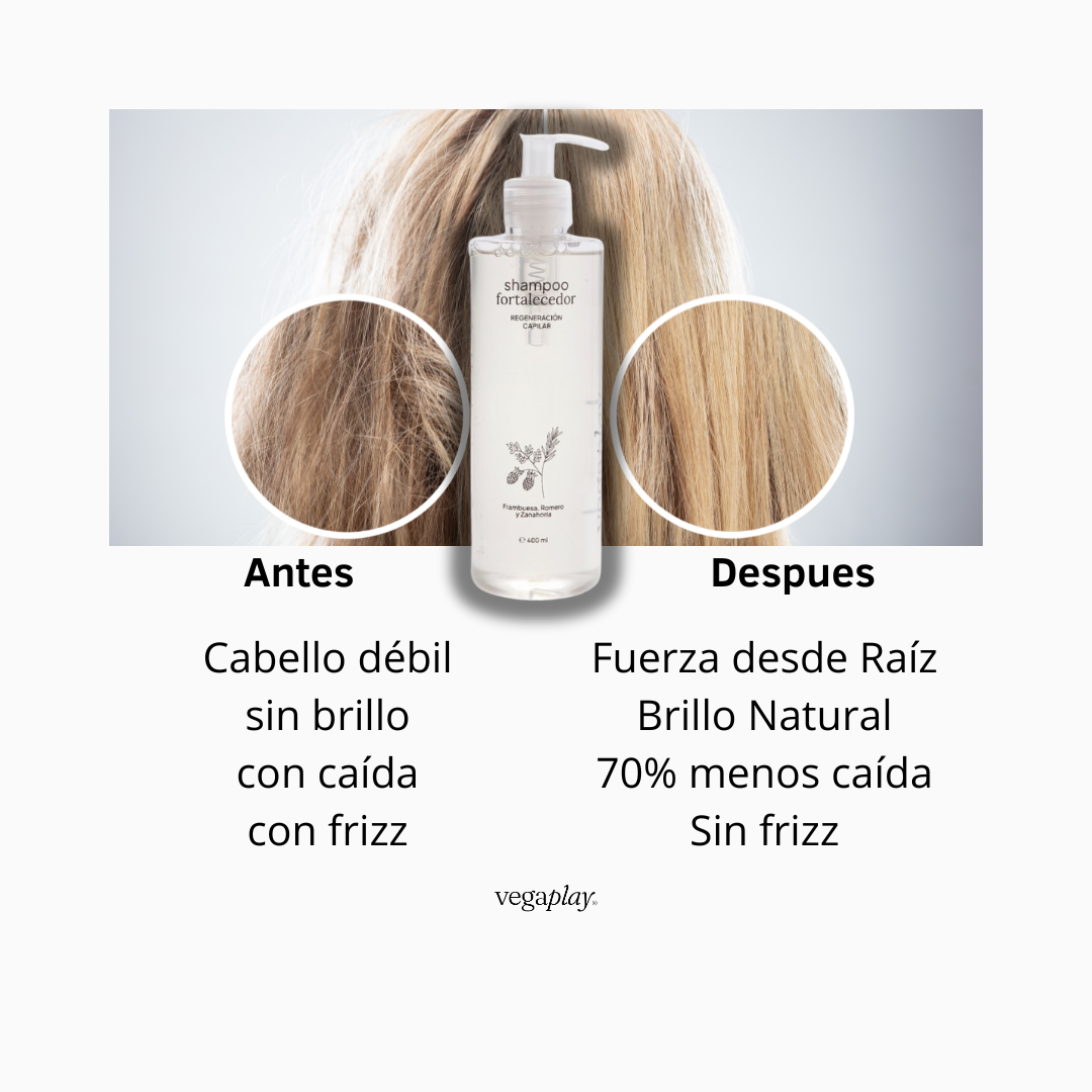KIT VEGAPLAY® RUTINA CAPILAR Shampoo – Fortalecedor + Shampoo y Bálsamo Reparador