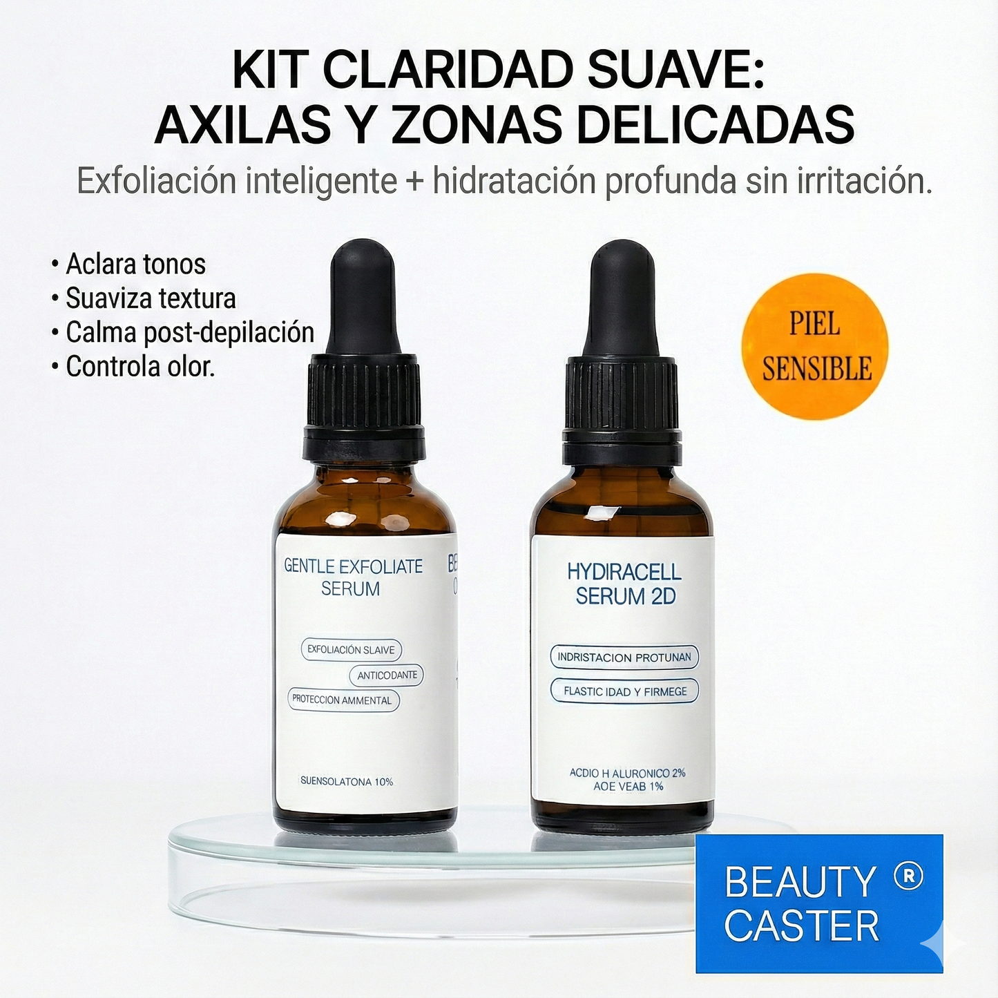 KIT BEAUTYCASTER® CHAU MAL OLOR + CLARIDAD SUAVE (Gluconolactona + Ácido Hialurónico) - Kit skincare Beautycaster