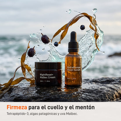 Kit Cuello Milaborit: HydraPlump+ Ocean Serum y NightReset+ Malbec Cream