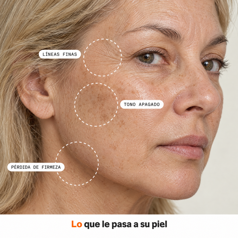 Líneas finas, pérdida de firmeza y tono apagado