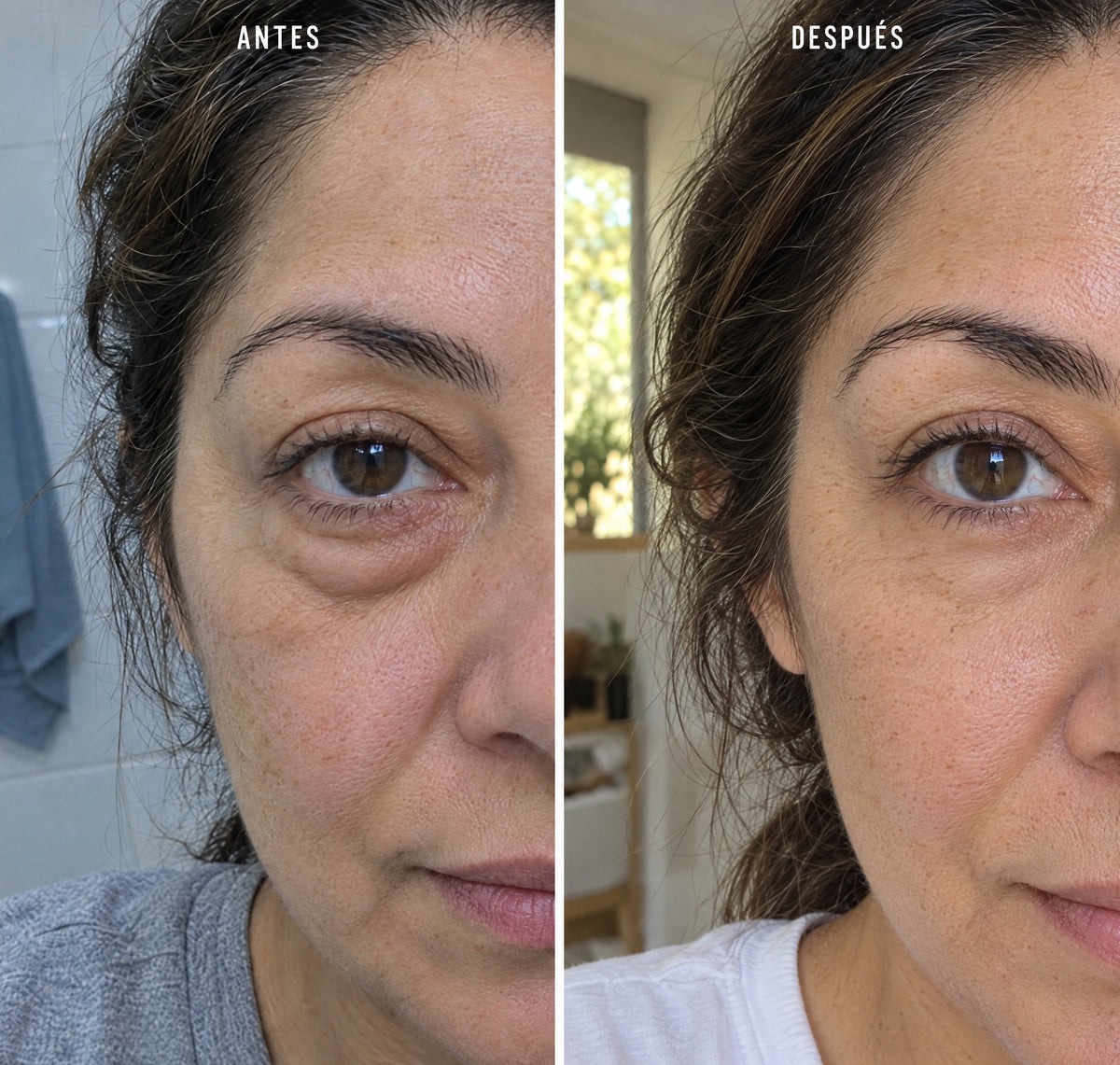 Contorno de ojos roll-on Milaborit - antes y despues, bolsas y mirada cansada