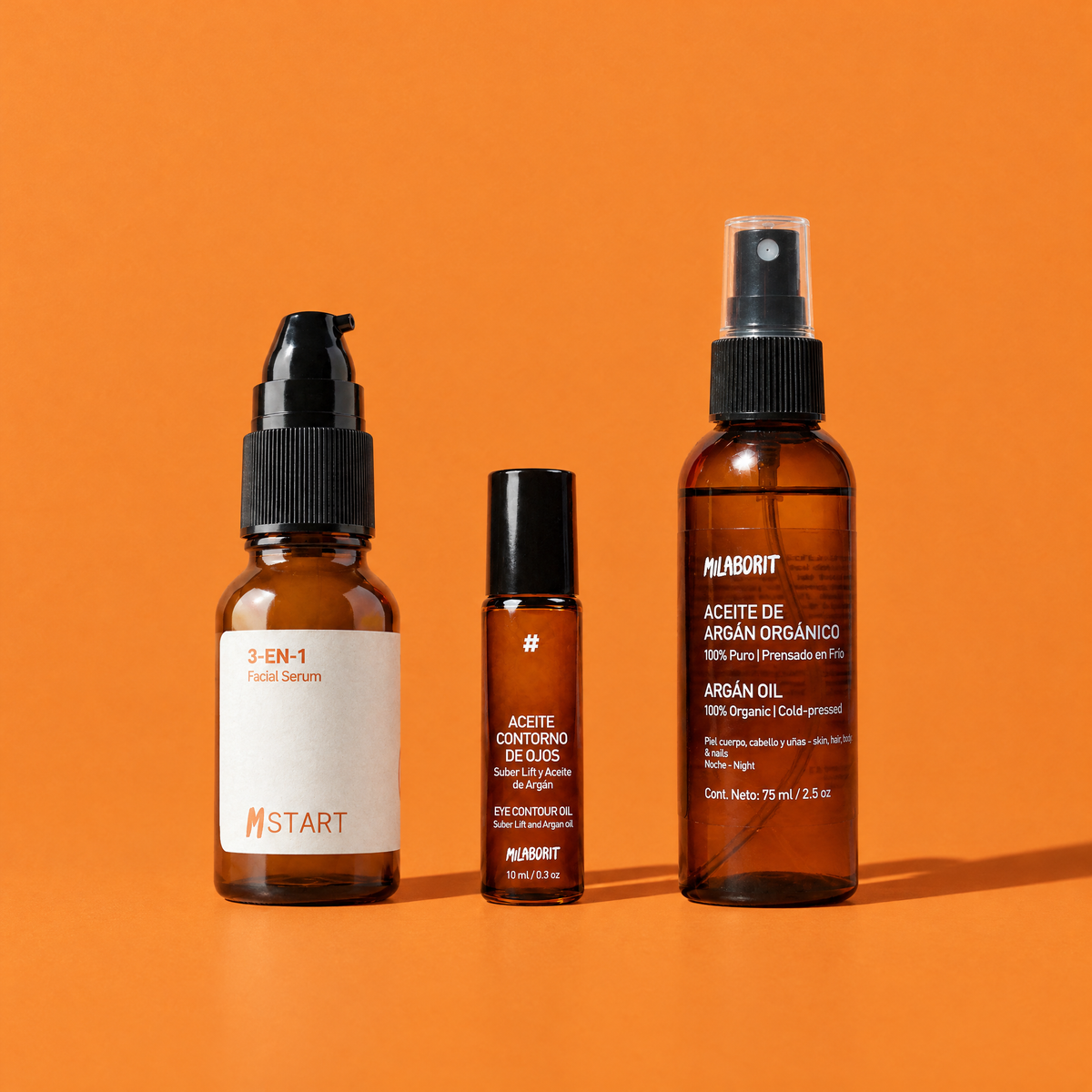 Kit Líneas Finas · Rostro + Contorno Milaborit sobre fondo de color