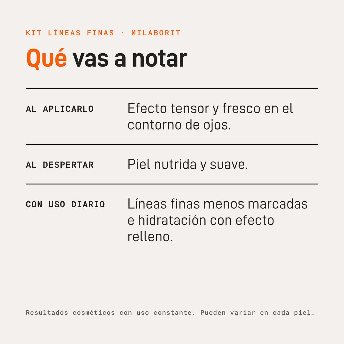 Qué vas a notar con el Kit Líneas Finas